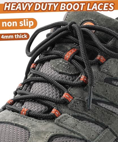 Image of Handshop 2 Pairs Round Boots Shoelaces, Heavy Duty Outdoor Shoe Laces | Replacement Shoestrings for Hiking, Running, Sporting Shoes and Work boots, Sturdy and Robust, 28 Colors, 30-63 inch Length
