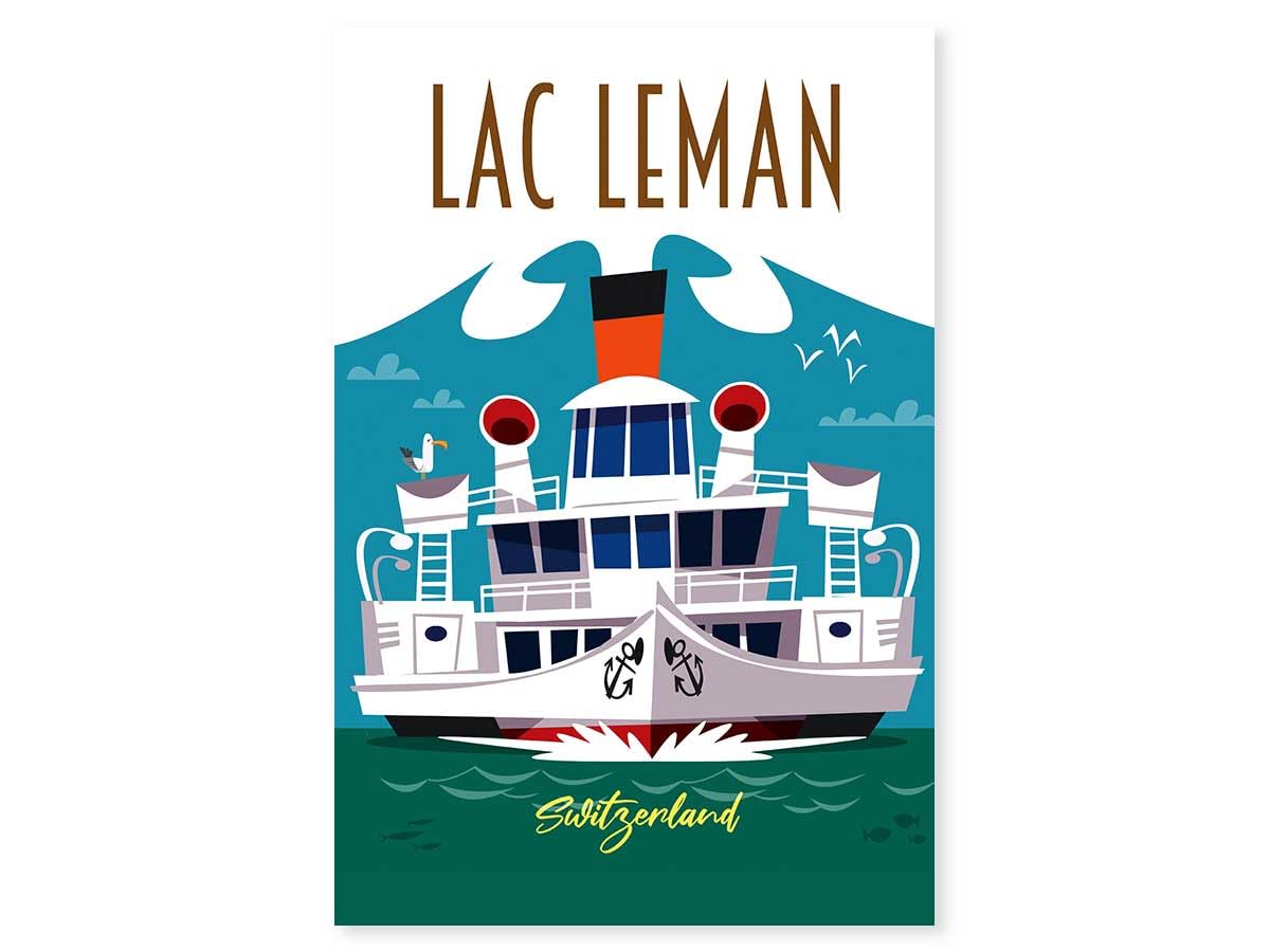 Tableau Le lac Léman toile imprimée 40x60 décor de fabrication française