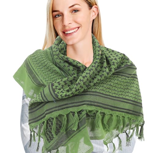 Bufanda árabe verde de algodón transpirable unisex para exteriores 7