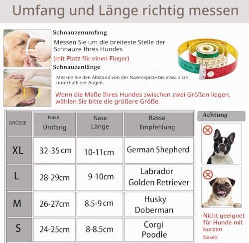 Maulkorb für Große Hunde - Prevent Kauen/Fressen/Beißen, Atmungsaktiv Reflektierende Einstellbare für Mittlere Hunde (Schwarz, L)