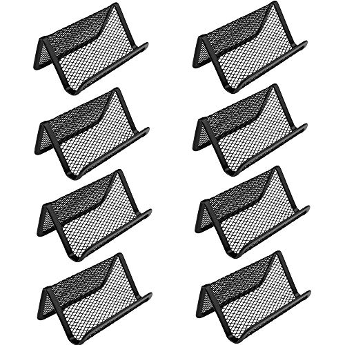 Xin store Metal Mesh Business Card Holder Organizer for Desk Office, Black (Pack of 8)