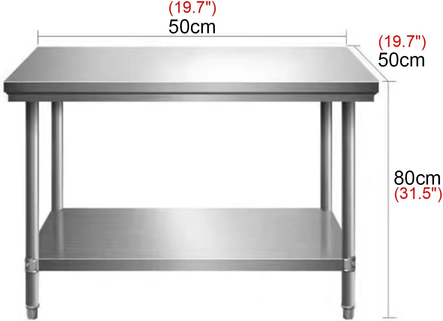 Double Commercial Stainless Steel Workbench Kitchen Shelves Multi-functional Preparation Table Assembled Workbench Easy to Install Solid Structure