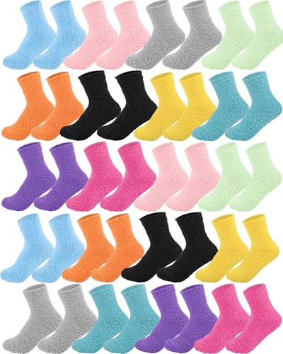 Image of Taiyin 80 Pairs Bulk Fuzzy Socks for Women Fluffy Slipper Warm Winter Socks Soft Thermal Cozy Indoor Outdoor Christmas Gifts