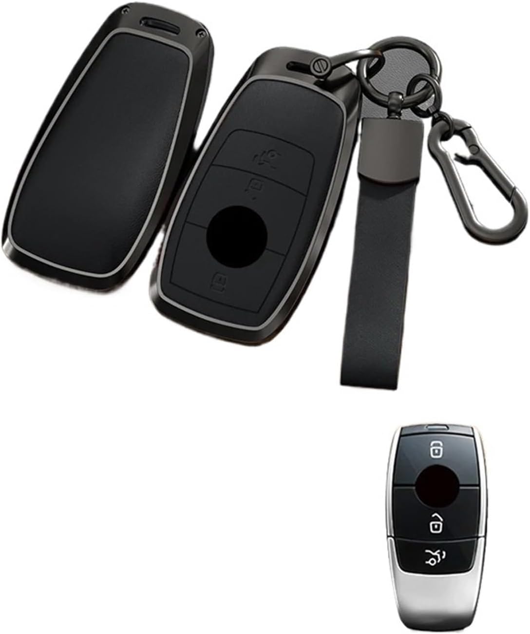 アルミ合金レザー製車用リモートスマートキーフォブケースカバーバッグ。ベンツ ABCESG EQC GLA GLB CLS GLC G