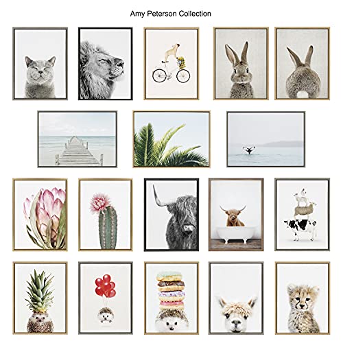 Kate and Laurel Blake Penguins Bathroom Framed Printed Glass Wall Art by Amy Peterson Art Studio, 18x24 Gray, Decorative Penguin Art Print for Wall by Kate and Laurel - Image 2