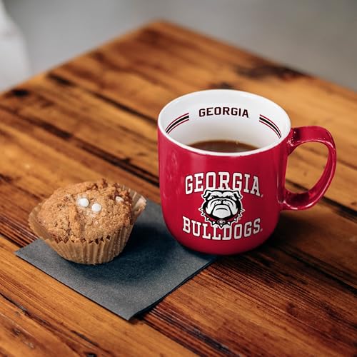 Image of Logo Brands NCAA Georgia Bulldogs 15oz Stripe Mug - Team Logo, Inside Print, Standard Handle, Microwave & Dishwasher Safe