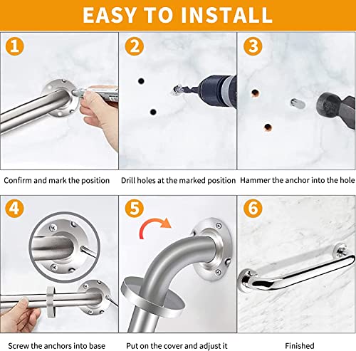 Image of RAB Grab Bar Handle Stainless Steel for Bathroom and Home Pack of 6-pcs (Code:- Hand Grab Bar, Finish:- Matt, Size:- 8 inch )