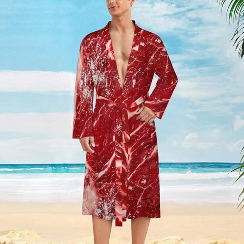 Raw Meat Beef Funny Men's Robe Soft Lightweight Bathrobe Long-sleeve Spa Robes2