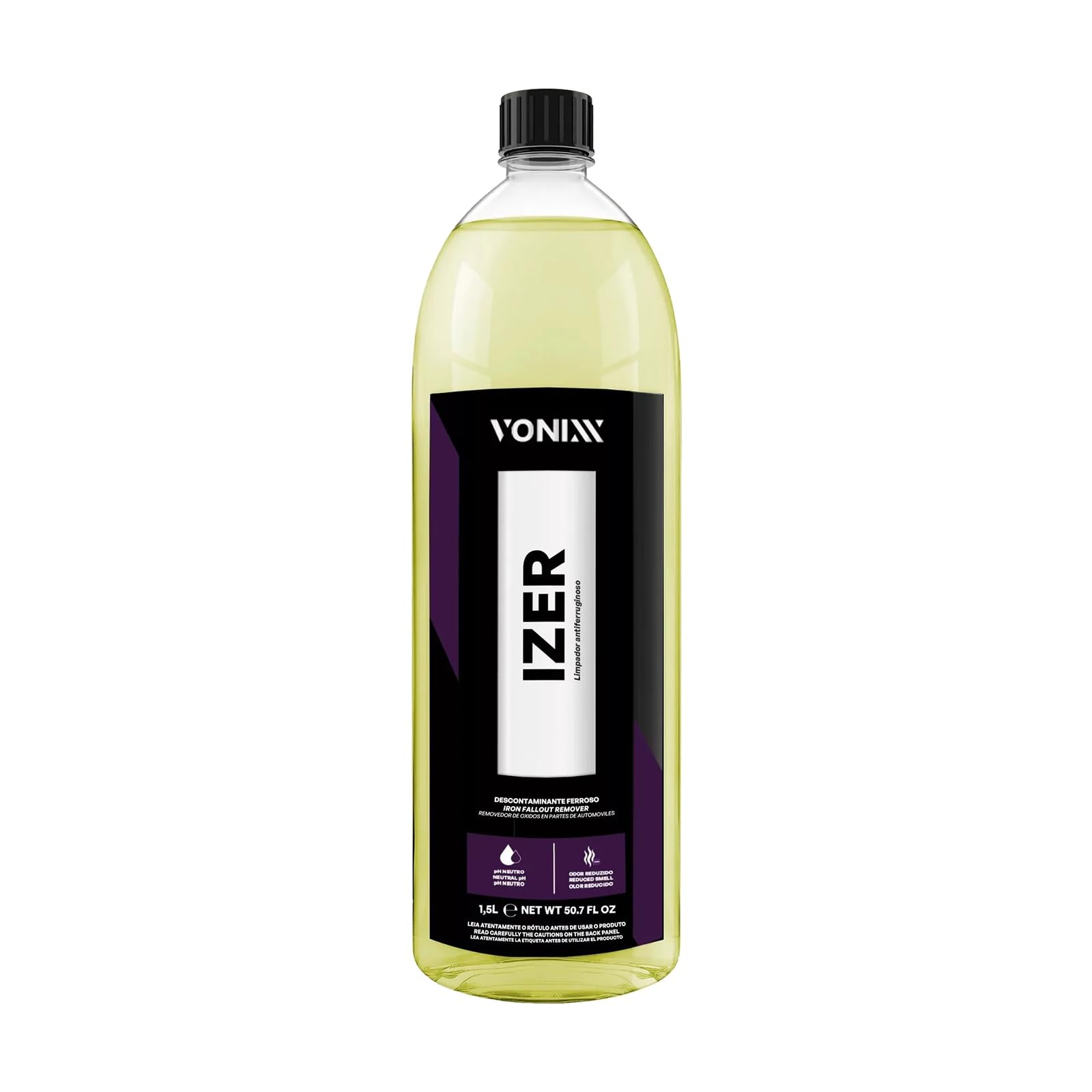 Vonixx Izer Descontaminante ferrico | Limpeza de jantes, Pintura e Motor, fórmula pH Neutro e sem ácido - Elimina óxido, pó de travões e partículas metálicas (1,5L)