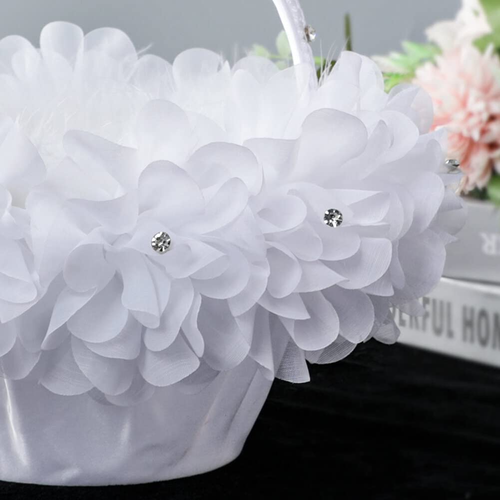 Cestino per fiori e ragazze, design compatto, con bordo in pizzo bianco