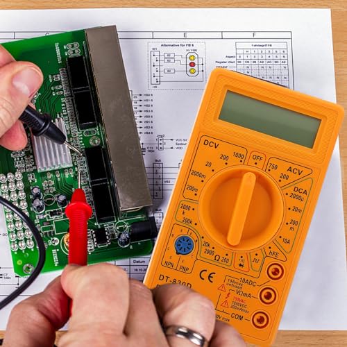 Image of TEHAUX 830D Digital Multimeter with Buzzer - 3 1 /2-Digit LCD (1999 Count), Overload Protection & Continuity Test - for Electrical Troubleshooting, DIY Projects, Students