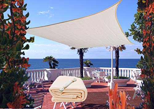 Rabbuz Ideas Toldo Vela de Sombra Rectangular 3 x 4 m, protección Rayos UV, Transpirable HDPE para Exteriores, Jardín,Patio o Terraza, Color Crema