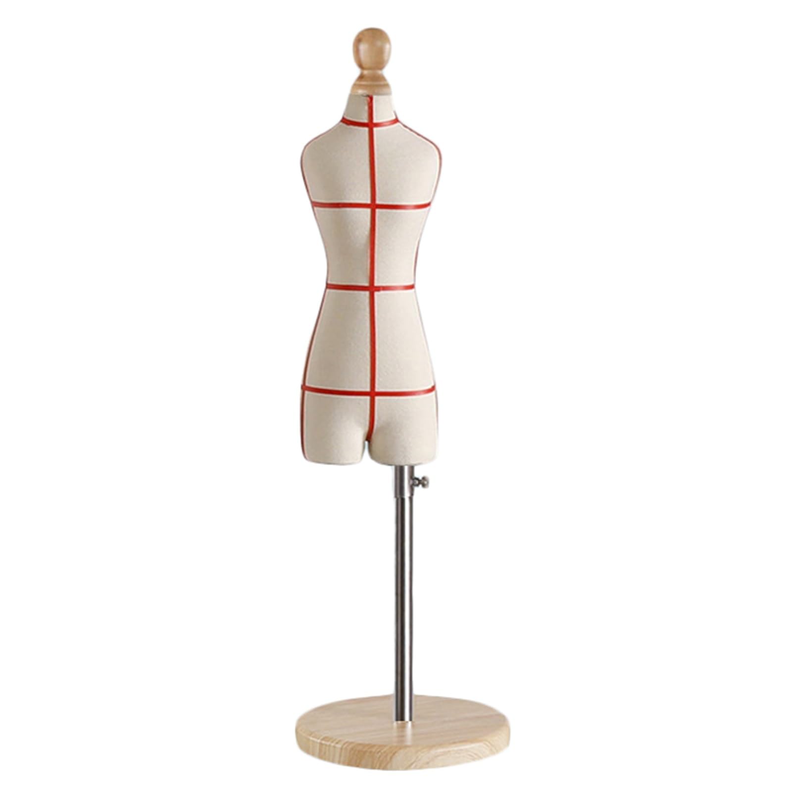 Maniquí de costura 1/4 miniforma de vestido con soporte de madera
