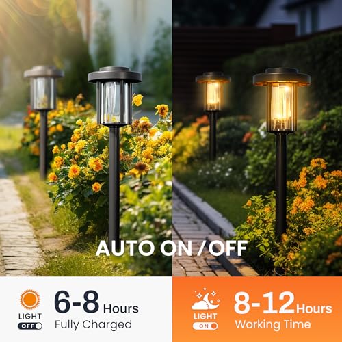 Solpex Solar Lights Outdoor Garden, 6 Pack LED Solar Powered Garden Lights, Waterproof Pathway Lighting for Patio, Landscape, Walkway(Warm White) - Image 3