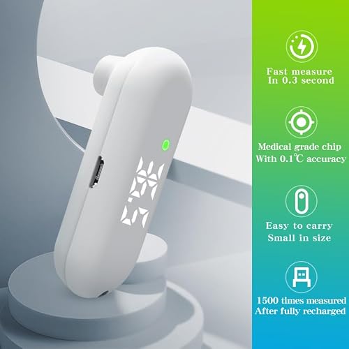 Rechargeable Medical Forehead Thermometer for Adults and Children Portable White Non-Contact Digital Thermometer with Fast 1-Second Touchless Reading​ White