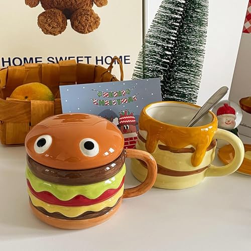 Taza de cerámica con tapa en forma de hamburguesa 11.5 oz miniatura 6