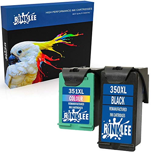 RINKLEE Remanufacturado para HP 350XL 351XL Cartucho de Tinta Compatible con HP Photosmart C4280 C4340 C4380 C4480 C4580 C5280 D5360 Deskjet D4260 D4360 Officejet J6424 J5780 J5785 | 1 Negro, 1 Color
