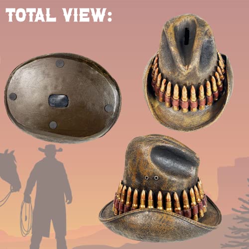 Urbalabs Western Cowboy Trilby Bullet Hat And Silver Star Saddle Coin Banks Decorative Cowboy Boots Resin Banks Home Office Rustic Decor Country Living (Bullet Band Trilby) #TOP4
