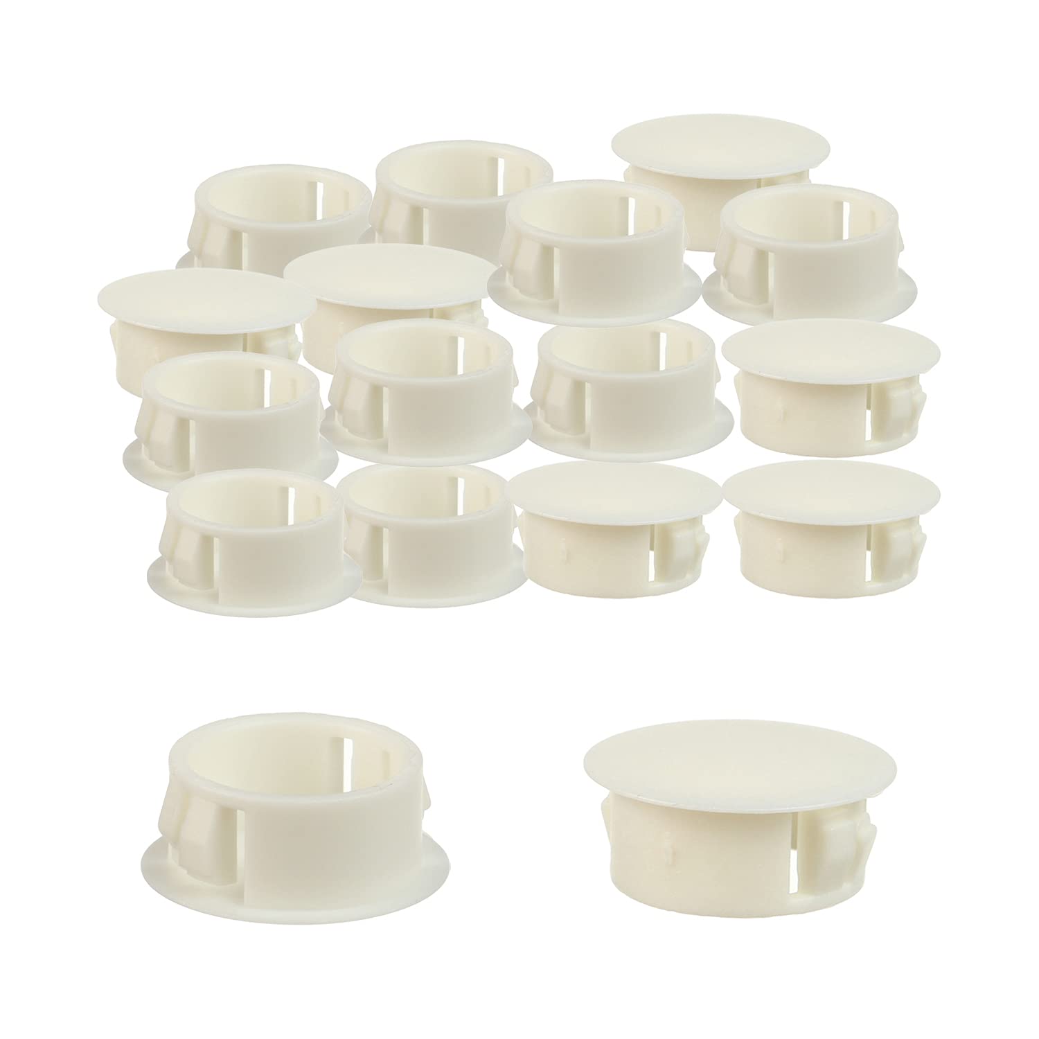 Fielect 20pcs Hole Plugs 19mm x 10.2mm White Nylon Round Snap Panel Locking Hole Plugs Cover Cable Snap Bushing SKT-19