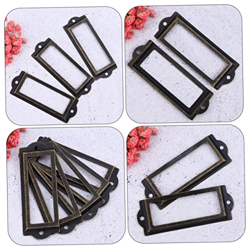 Zerodeko 24Pcs Drawer Label Box Antique Tag Label Frames Shelves Name Frame Medicine Chest Label Holders Metal Cabinets Metal Stand Vintage Frames Creative Tag Frame Drawer Tag Frame Copper #TOP2