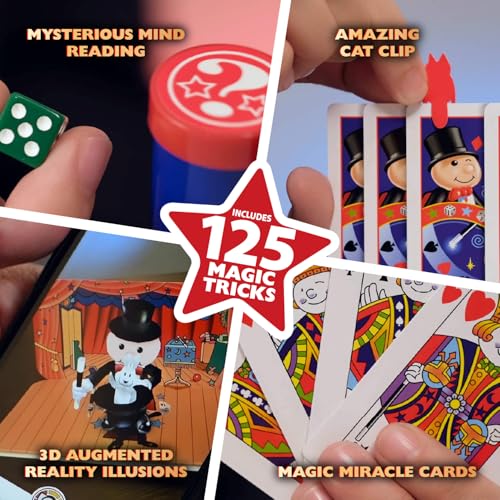 Marvin's Magic - Kids Magic Set - With Magic Wand, Card Tricks and More - Kids Toys, Games, Family Games for Age 6, 7, 8, 9, 10+ - Box of 125 Tricks