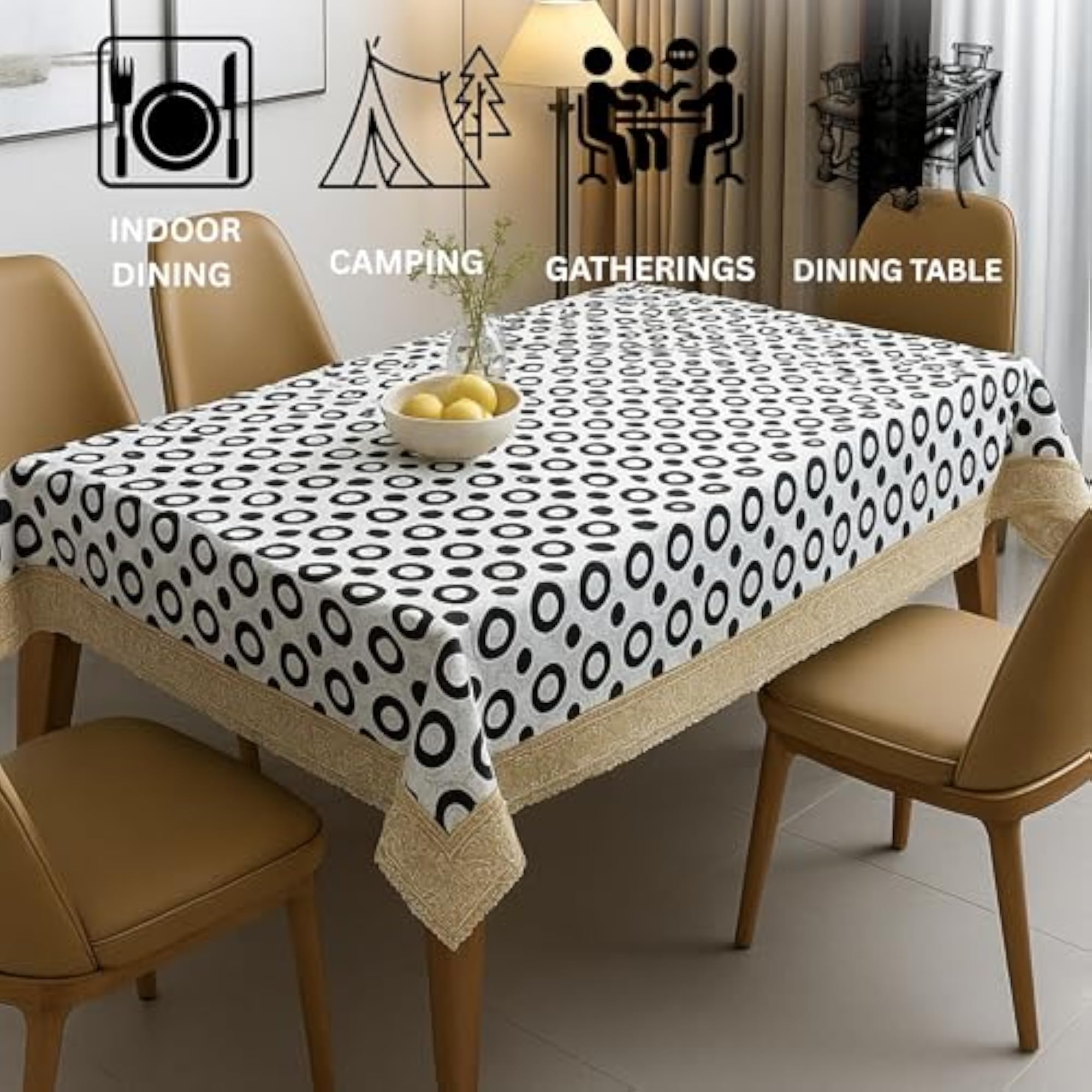 Premium Dining Table Cover PVC with Retro Ring Pattern