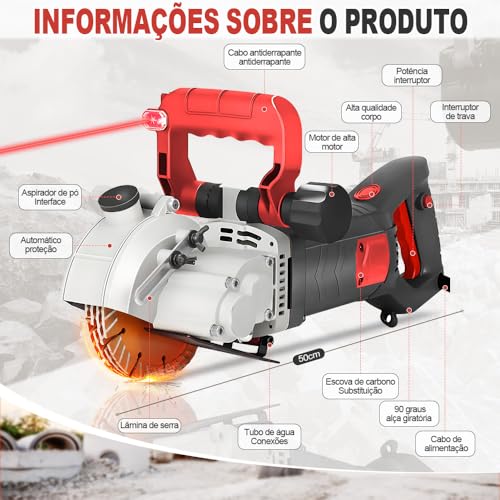 Serra Circular, Serra Mármore, Cortador de Parede 4800w 110v