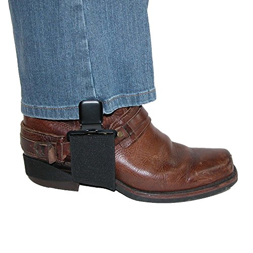 CTM Men's Elastic Biker Clip-End Stirrup Straps, Black with Black Clips