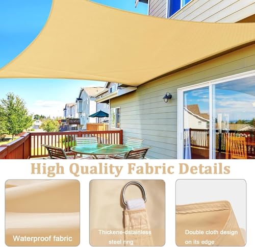 Voile d'ombrage carrée de qualité supérieure, store étanche gris de jardin - 5