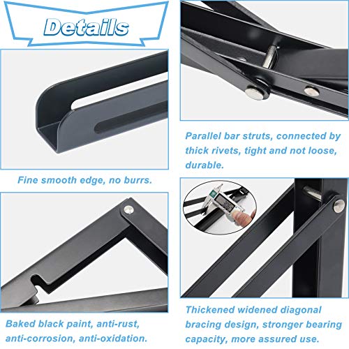 Kootans 16 Inch Folding Shelf Brackets, Heavy Duty Wall Mounted Metal Collapsible Shelf Bracket For Bench Table Workbench Supports Space Saving Diy Bracket, Max Load 220Lb/100Kg, Pack Of 2 With Screws #TOP4