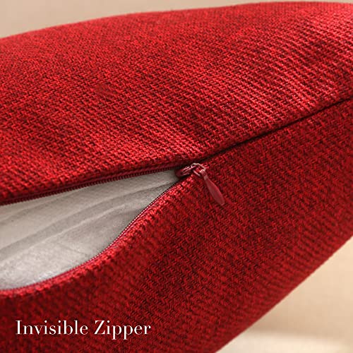 Hpuk Stripe Throw Pillow Covers Set Of 4, Stripe And Solid Cushion Cases For Couch, Sofa, Bedroom, Living Room, Bedroom Holiday Decor, 18"X18", Red #TOP5