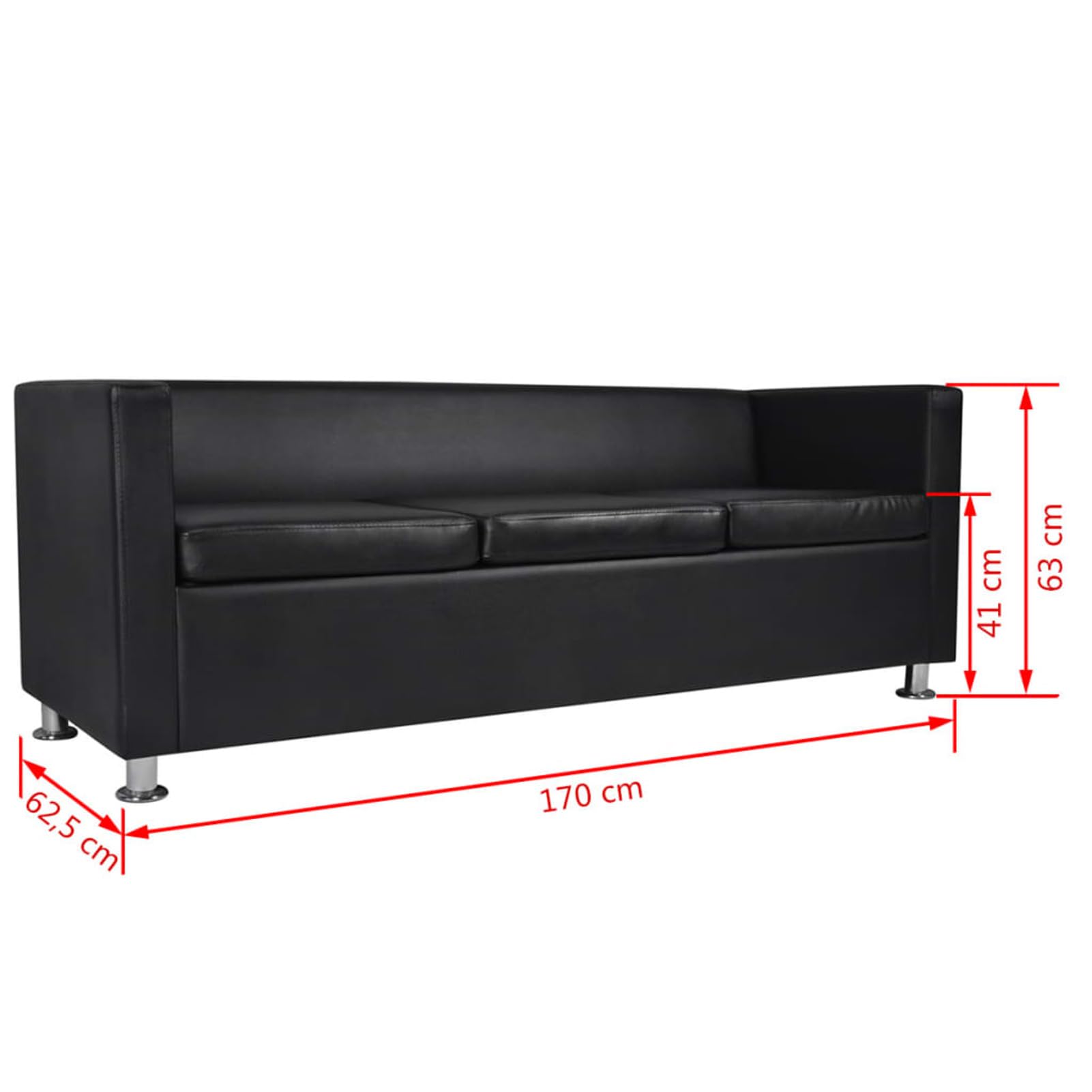 IKAYAA Conjunto de Sofás 2 Piezas Sofas de Salon 2 plazas + 3 plazas Cuero Artificial Negro