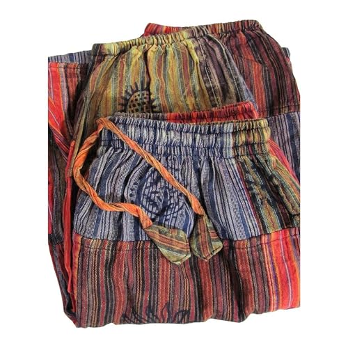Mens Stonewashed Cotton Bohemian Vintage Yoga Ethnic Print Patchwork Harem Pants4