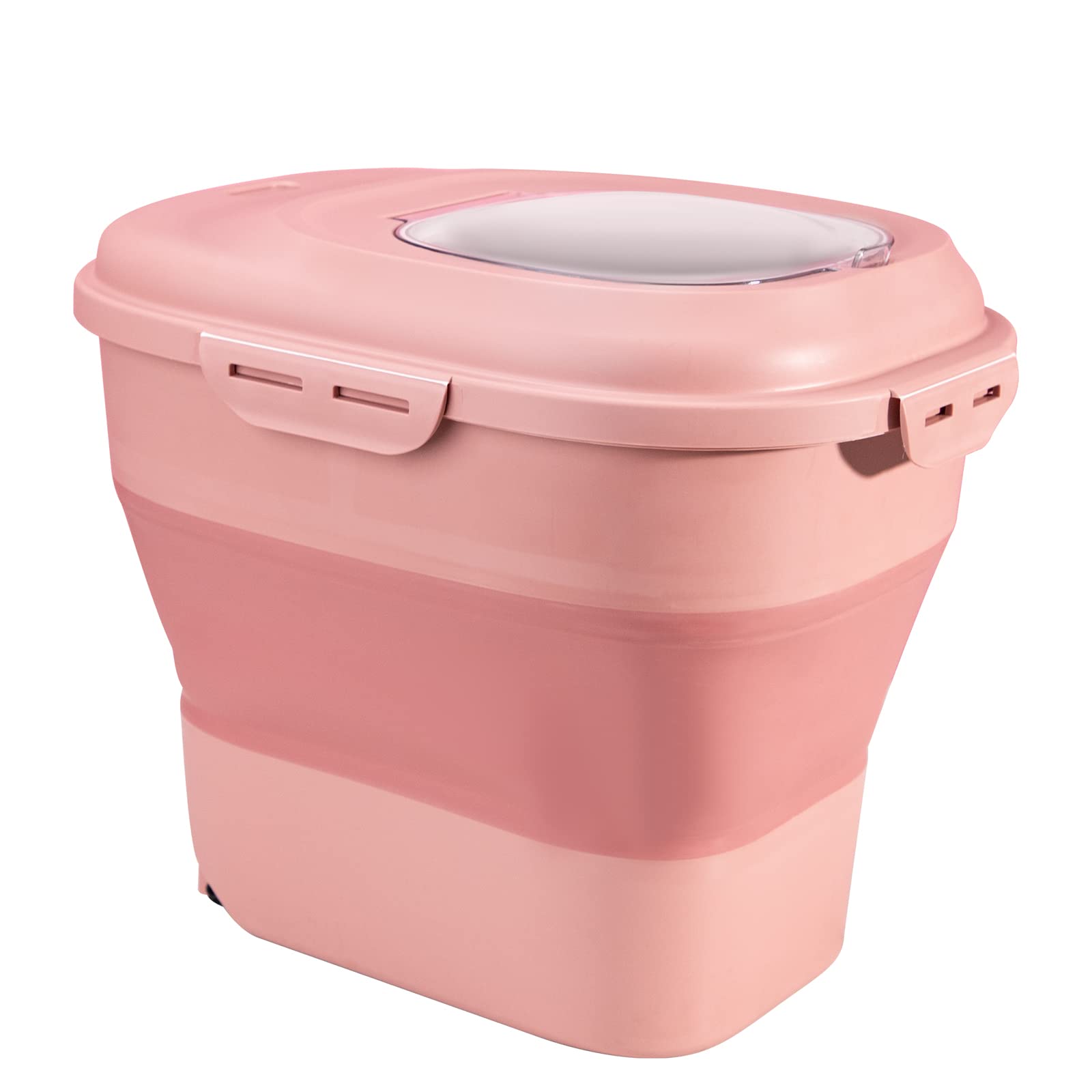 SUTPink Dog Food Storage Container with lids,30 Lbs Collapsible Pet Cat Storage Container with Wheels, 50 Lbs Airtight Food Storage Containers for Cereal Flour Rice,Leakproof Sealable Dry Holder