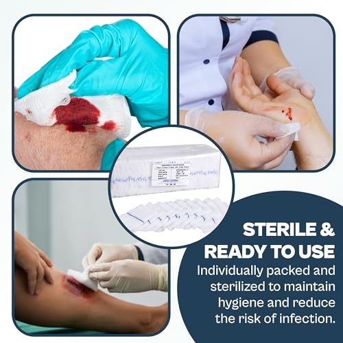 Image of LIFEMED Non-Sterile Gauze Swab 7.5cm x 7.5cm x 12Ply with X-Ray Detectable Thread - High-Absorbency Medical Dressing for Wound Care, Surgical Use & First Aid (Pack of 100 Swabs)
