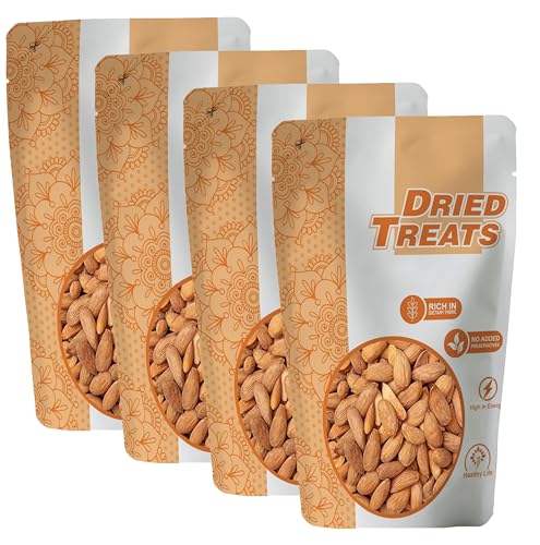 Image of Dried Treats Gurbandi Almonds 1000 Grams (250 Grams X 4) with Rich Flavor, High Antioxidant Content, and Brain-Boosting Nutrition for Daily Vitality and Wellness |Packed with Energy to Support Kids' Learning, Adults' Productivity, and Elders' Strength