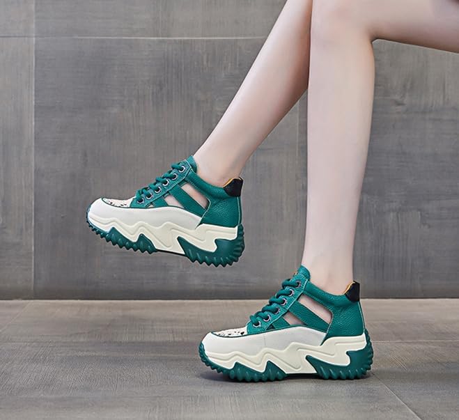 Women's Chunky Sneaker Platform Sandals – Summer Retro Hollowed-Out Leather Casual Shoes with Hidden Height-Increasing Design3