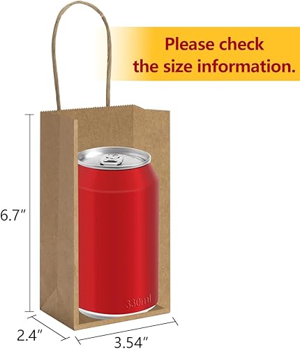 Miniatura 2 de BagDream Paquete de 100 mini bolsas de regalo de 3.5 x 2.4 x 6.7 pulgadas, bolsas de regalo de fiesta, pequeñas bolsas de regalo marrones con asas,