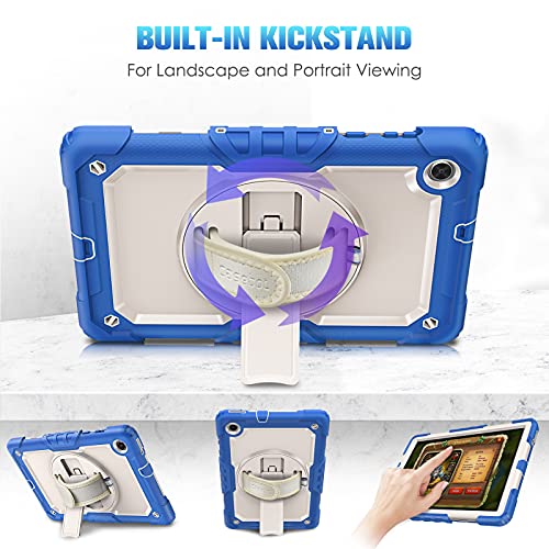 Casebot Case Compatible With Lenovo Tab M10 Plus 10.3" (2020 2Nd Gen) Tb-X606F Tb-X606X, [360° Rotating Kickstand] Rugged Heavy Duty Hybrid Shockproof Cover With Hand Shoulder Strap, Pencil Holder #TOP3