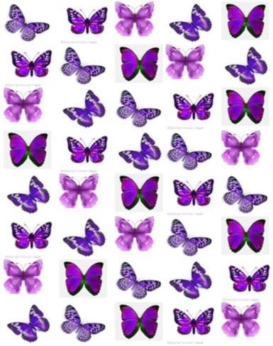 40 Gorgeous Mixed Purple Edible Wafer Paper Butterfly Cake Toppers Decorations