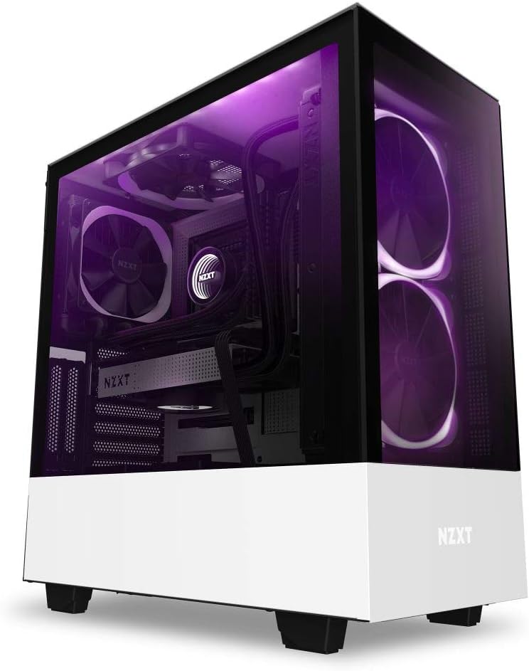 Nzxt H510 Elite - Ca-H510E-W1 - Premium Mid-Tower Atx Case Pc Gaming Case - Dual-Tempered Glass Panel - Front I/O USb Type-C Port - Vertical Gpu Mount - Integrated Rgb Lighting - White/Black