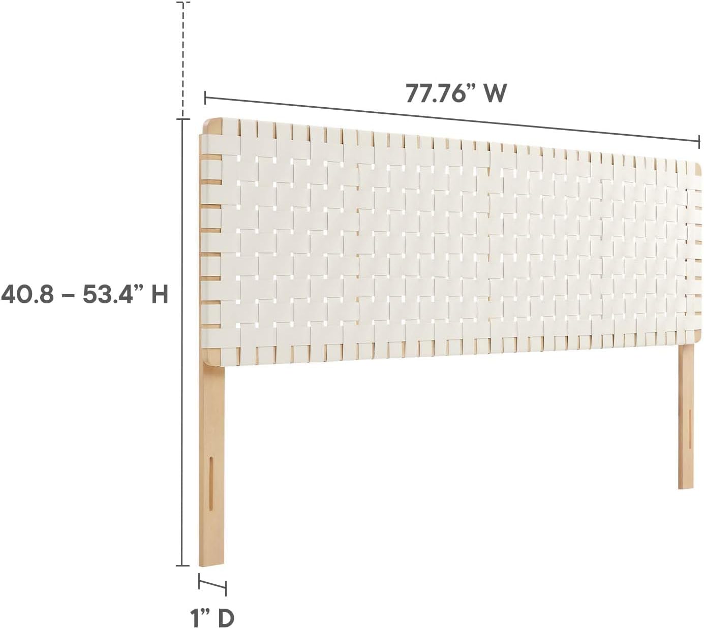 Modway Sparta Vegan Leather Weave King Headboard in Natural Beige Faux Leather King Headboard Only, Height Adjustable Headboard, Freestanding Headboard for Primary Bedroom or Guest Room