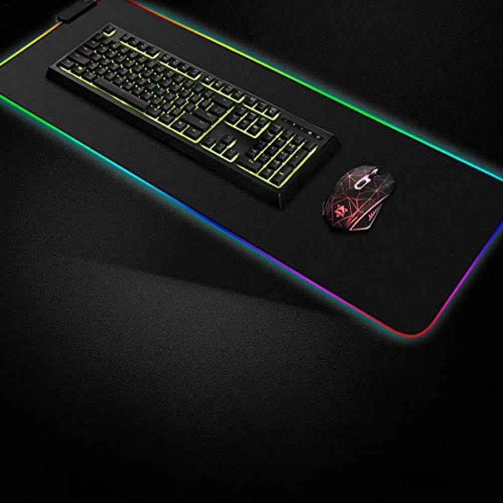 Cherishly RGB Soft Gaming Mouse Pad Small/Large, Oversized Glowing Led Extended Mousepad - Non-Slip Rubber Base Computer Keyboard Pad Mat