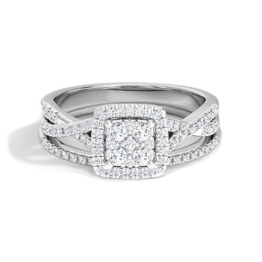 Halo Moissanite Wedding Ring Set for Women Silver 10K 14K 18K Solid Gold Wedding Ring Round Pave Moissanite Promise Engagement Ring