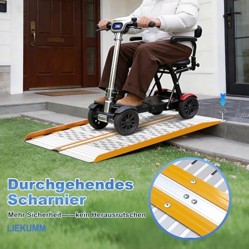 LIEKUMM Rampa per Sedia a Rotelle, 61 cm Rampe per Disabili, Portata 300KG Rampa pieghevole antisdrucciolo, Rampa di soglia in alluminio per sedie a rotelle - 5