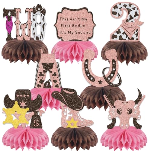 Décorations de fête d'anniversaire pour 2e anniversaire cowgirl: 8 pièces