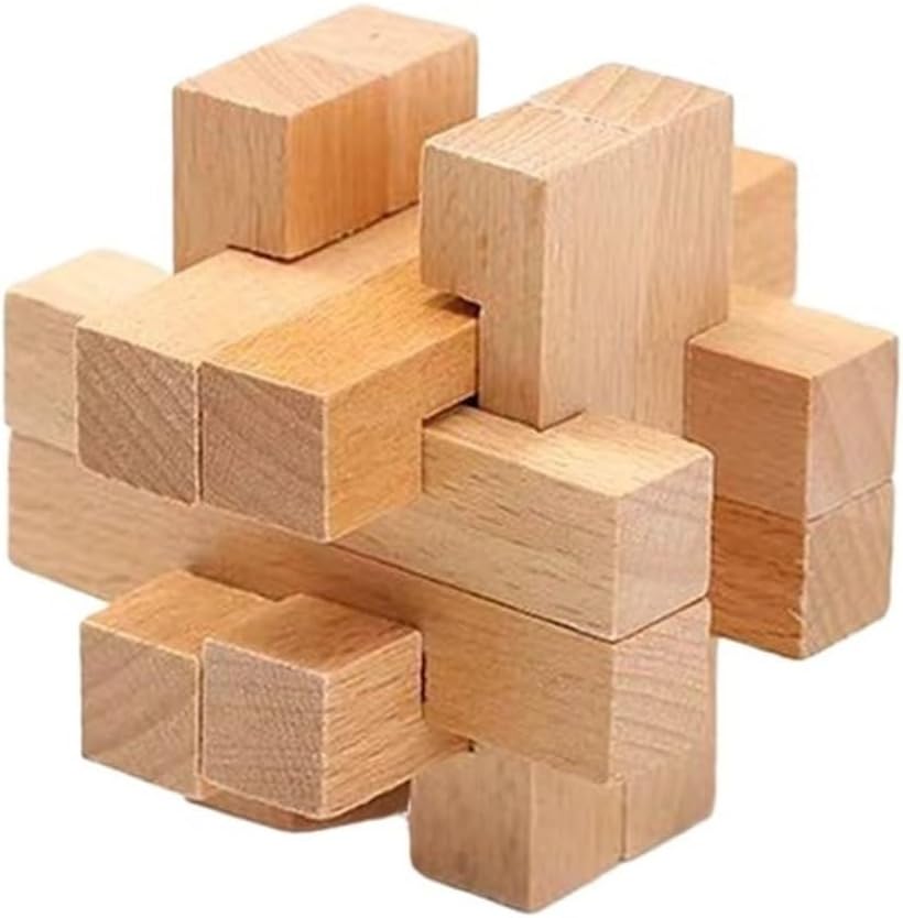 Wooden Lock Lock IQ Brain Teaser Puzzle 3D Wooden Montessori Educational Toy(Style-j)