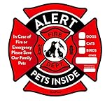 Pet Alert Stickers - Save My Pets in Case of Emergency Stickers - Inside The Window Static Cling Window Decals 4 Pack - UV Resistant Removable, NO Adhesive - Bonus: Pet Alert Wallet Card
