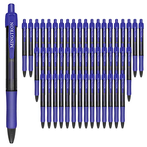 Stylo à encre gel bleue pointe fine 0.5mm rétractable lot de 50 anti-bavure pour gaucher