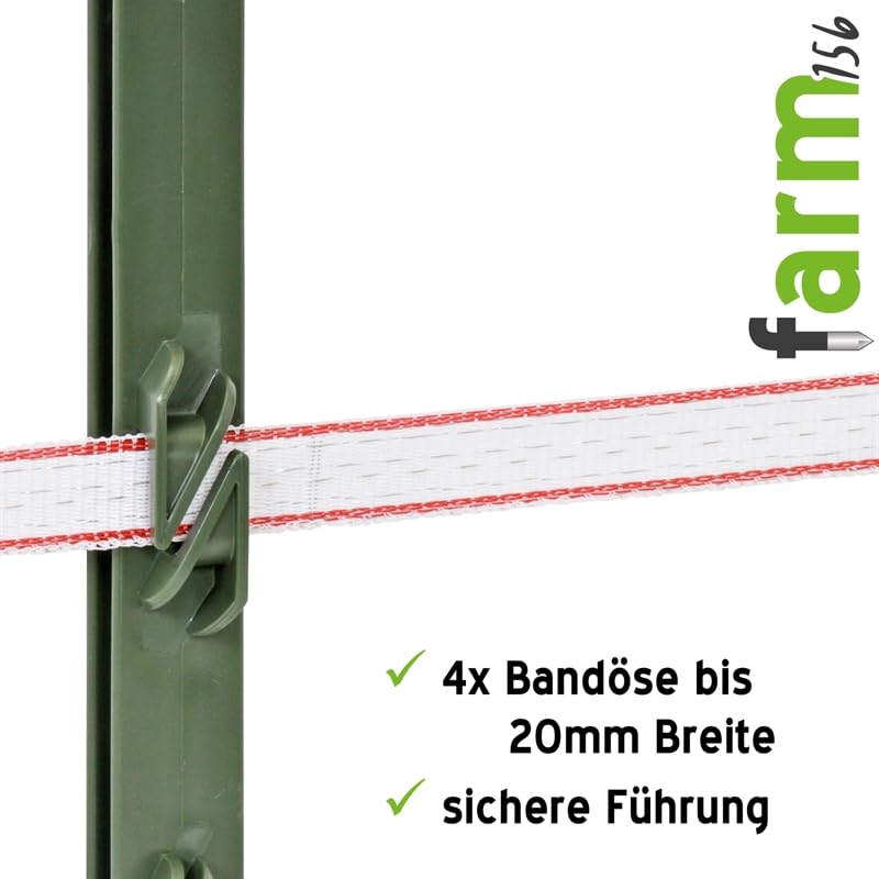 VOSS.farming 40x Weidezaunpfähle Farm 156", 156 cm, 11 Ösen, grün